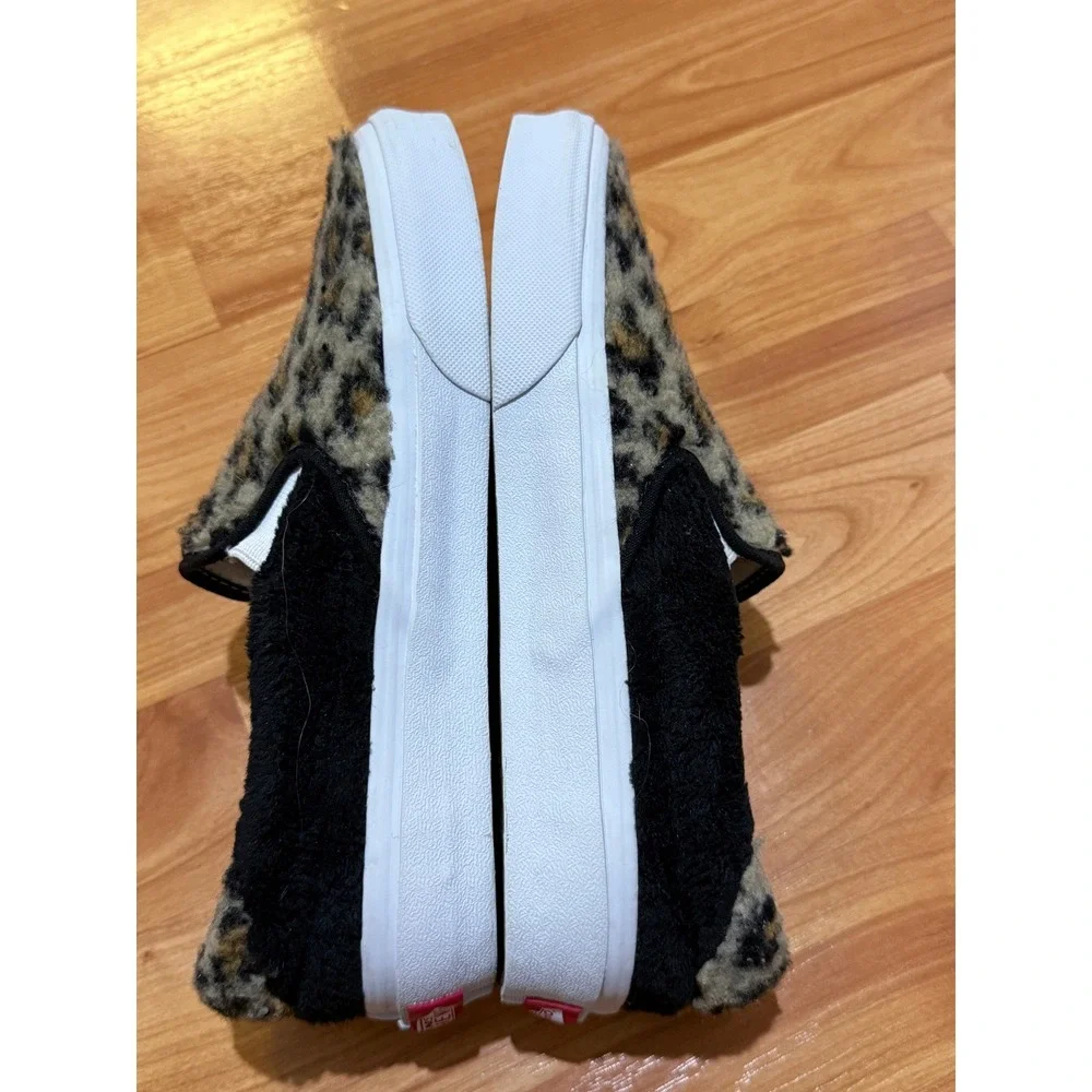Vans Slip-On Leopard Cheetah Faux Fur Sneakers Womens 7.5‎ Mens 6 Sanitized